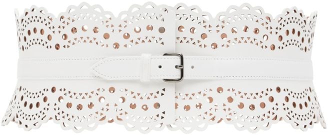 White Openwork Bustier Belt at ssense